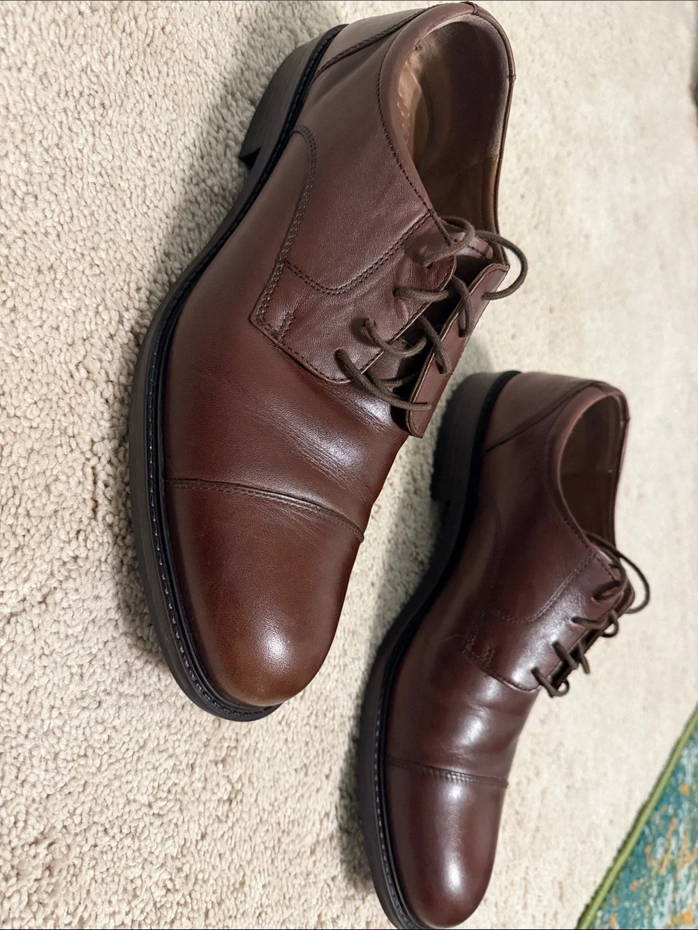 Johnston & Murphy Men's Brown Cap-Toe Derby Dress Shoes